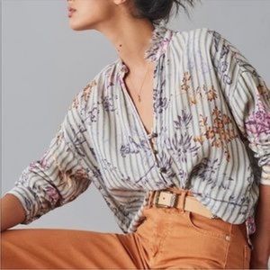 Pilcro Floral Striped Button Down Long Sleeve The Tavi